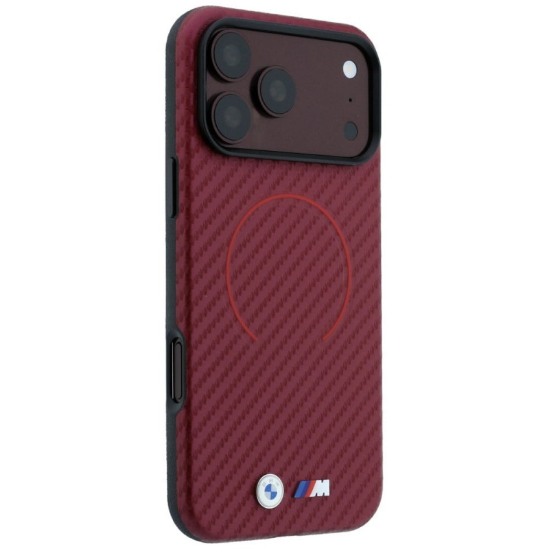 BMW M Carbon Printed Ring MagSafe etui dla Apple iPhone 18 Pro Max / 17 Pro Max, czerwone