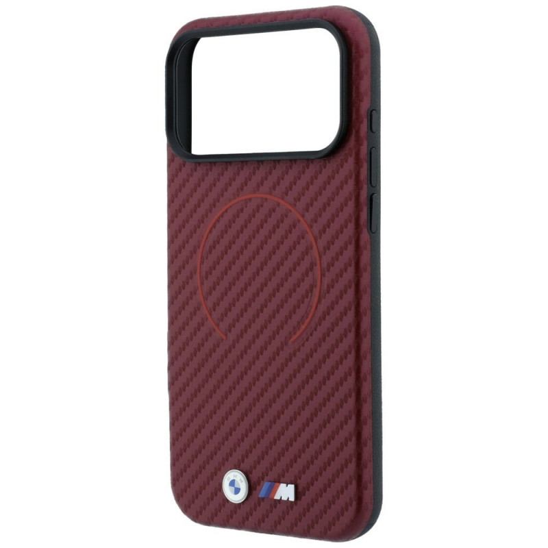 BMW M Carbon Printed Ring MagSafe etui dla Apple iPhone 18 Pro Max / 17 Pro Max, czerwone