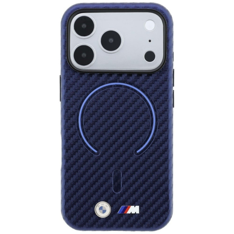 Etui MagSafe BMW M Carbon Printed Ring dla Apple iPhone 18 Pro / 17 Pro, granatowy