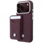 BMW Quilted Pattern Metal Logo etui i portfel zestaw dla Apple iPhone 18 Pro / 17 Pro, burgund