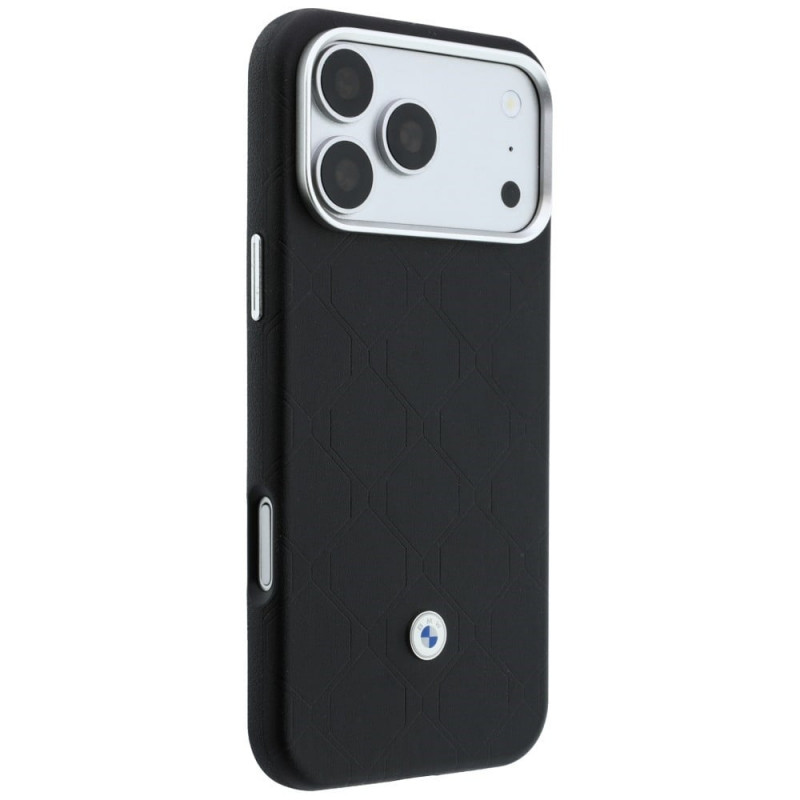 BMW Quilted Pattern Metal Logo etui i portfel zestaw dla Apple iPhone 18 Pro Max / 17 Pro Max, czarny
