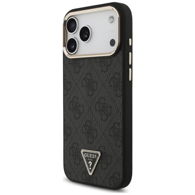 Etui Guess 4G Triangle Logo MagSafe dla Apple iPhone 18 Pro Max / 17 Pro Max, czarno-złote