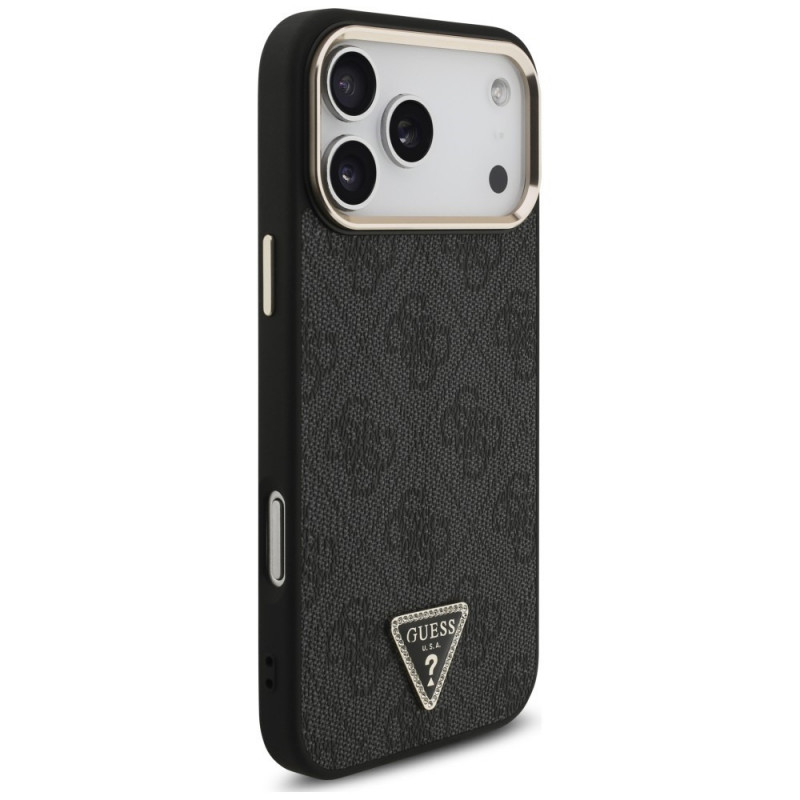 Etui Guess 4G Triangle Logo MagSafe dla Apple iPhone 18 Pro Max / 17 Pro Max, czarno-złote