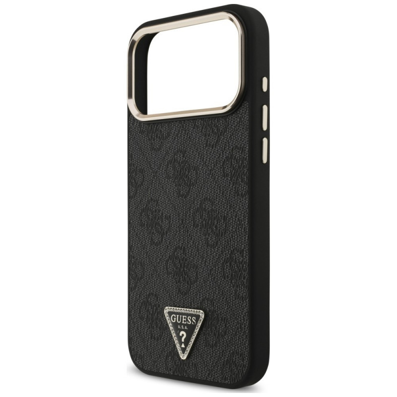 Etui Guess 4G Triangle Logo MagSafe dla Apple iPhone 18 Pro Max / 17 Pro Max, czarno-złote