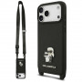 Etui Karl Lagerfeld Saffiano Karl&Choupette Metal Pin CBDY Strap dla Apple iPhone 18 Pro / 17 Pro, czarne