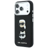 Etui Karl Lagerfeld Saffiano Karl&Choupette Heads Pins Strap Logo dla Apple iPhone 18 Pro / 17 Pro, czarne