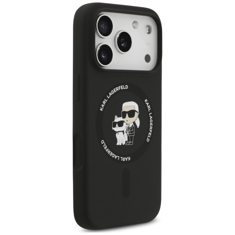 Etui silikonowe Karl Lagerfeld Silicone Karl&Choupette Ring MagSafe dla Apple iPhone 18 Pro Max / 17 Pro Max, czarne