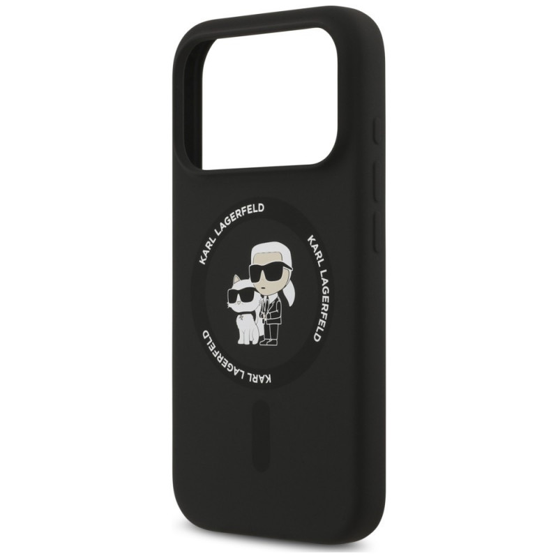 Etui silikonowe Karl Lagerfeld Silicone Karl&Choupette Ring MagSafe dla Apple iPhone 18 Pro Max / 17 Pro Max, czarne