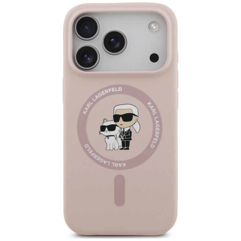 Karl Lagerfeld Silicone Karl&Choupette Ring MagSafe etui na Apple iPhone 18 Pro / 17 Pro, czarny