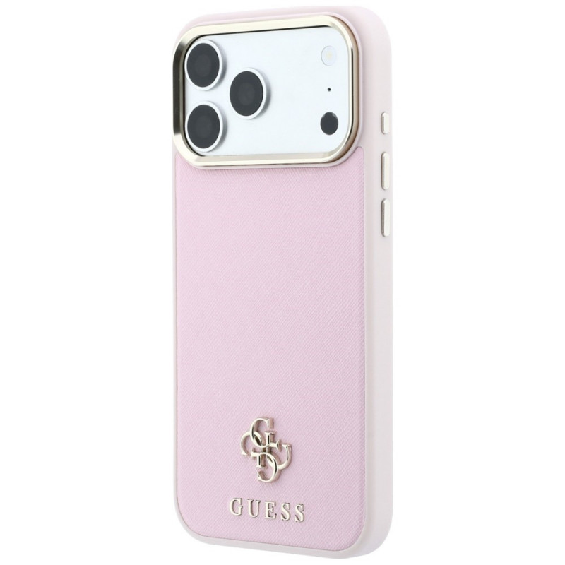 Etui Guess Saffiano Small 4G & Classic Logo MagSafe dla Apple iPhone 18 Pro / 17 Pro, różowe