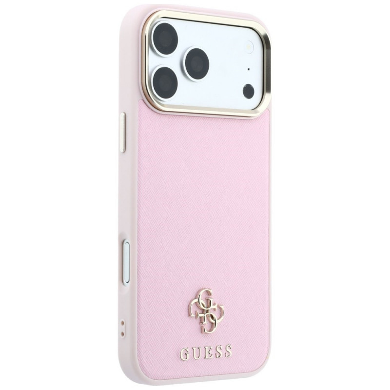 Etui Guess Saffiano Small 4G & Classic Logo MagSafe dla Apple iPhone 18 Pro / 17 Pro, różowe