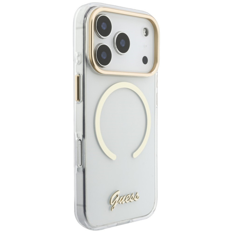 Etui Guess IML Script Metal MagSafe do Apple iPhone 18 Pro Max / 17 Pro Max, przezroczyste