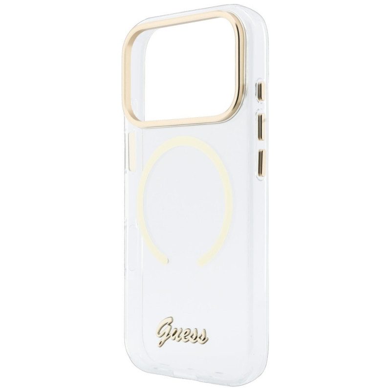 Etui Guess IML Script Metal MagSafe do Apple iPhone 18 Pro Max / 17 Pro Max, przezroczyste