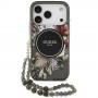 Etui MagSafe Guess IML Flowers Pearl Strap dla Apple iPhone 18 Pro / 17 Pro, czarne