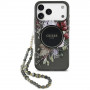 Guess IML Flowers Pearl Strap MagSafe etui na Apple iPhone 18 Pro Max / 17 Pro Max, czarny