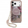 Guess IML Flowers Pearl Strap MagSafe etui dla Apple iPhone 18 Pro / 17 Pro, różowe
