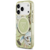 Guess IML Glitter Flowers Triangle MagSafe etui na Apple iPhone 18 Pro Max / 17 Pro Max, zielone