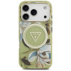 Guess IML Glitter Flowers Triangle MagSafe etui na Apple iPhone 18 Pro Max / 17 Pro Max, zielone