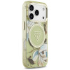 Guess IML Glitter Flowers Triangle MagSafe etui na Apple iPhone 18 Pro Max / 17 Pro Max, zielone