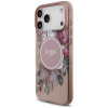 Guess IML Flowers Pearl Strap MagSafe etui na Apple iPhone 18 Pro Max / 17 Pro Max, różowe