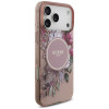 Guess IML Flowers Pearl Strap MagSafe etui na Apple iPhone 18 Pro Max / 17 Pro Max, różowe