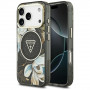 Guess IML Glitter Flowers Triangle MagSafe etui na Apple iPhone 18 Pro Max / 17 Pro Max, czarny