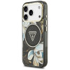 Guess IML Glitter Flowers Triangle MagSafe etui na Apple iPhone 18 Pro Max / 17 Pro Max, czarny