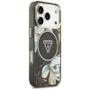 Guess IML Glitter Flowers Triangle MagSafe etui na Apple iPhone 18 Pro Max / 17 Pro Max, czarny