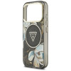 Guess IML Glitter Flowers Triangle MagSafe etui na Apple iPhone 18 Pro Max / 17 Pro Max, czarny
