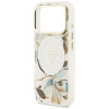 Etui MagSafe Guess IML Glitter Flowers Triangle dla Apple iPhone 18 Pro Max / 17 Pro Max, białe