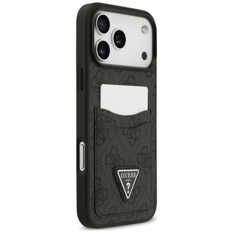 Guess 4G Double Card Triangle etui z podwójnym uchwytem na karty do Apple iPhone 18 Pro Max / 17 Pro Max, czarny