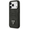 Guess 4G Double Card Triangle etui na kartę podwójną do Apple iPhone 18 Pro / 17 Pro, czarny