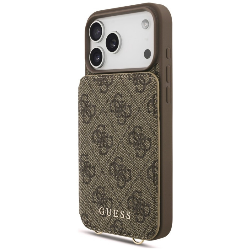 Etui crossbody Guess 4G Cardslots & Magnetic Closure dla Apple iPhone 18 Pro Max / 17 Pro Max, brązowe