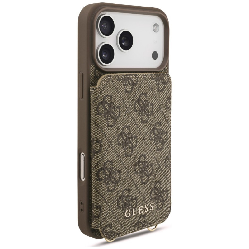 Etui crossbody Guess 4G Cardslots & Magnetic Closure dla Apple iPhone 18 Pro Max / 17 Pro Max, brązowe