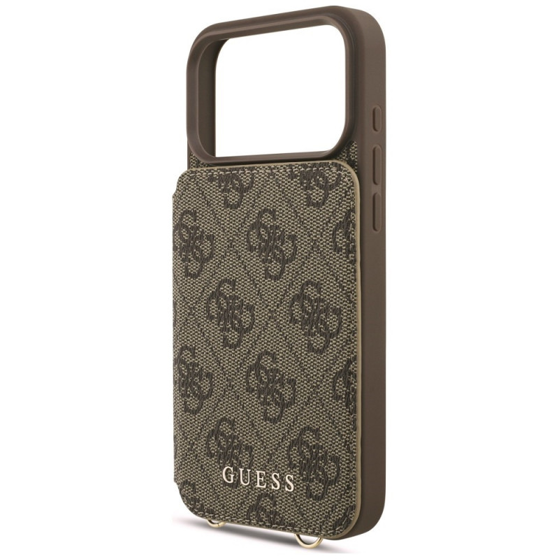Etui crossbody Guess 4G Cardslots & Magnetic Closure dla Apple iPhone 18 Pro Max / 17 Pro Max, brązowe
