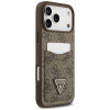 Guess 4G Double Card Triangle etui z podwójnym uchwytem na karty dla Apple iPhone 18 Pro Max / 17 Pro Max, brązowe