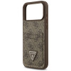 Guess 4G Double Card Triangle etui z podwójnym uchwytem na karty dla Apple iPhone 18 Pro Max / 17 Pro Max, brązowe