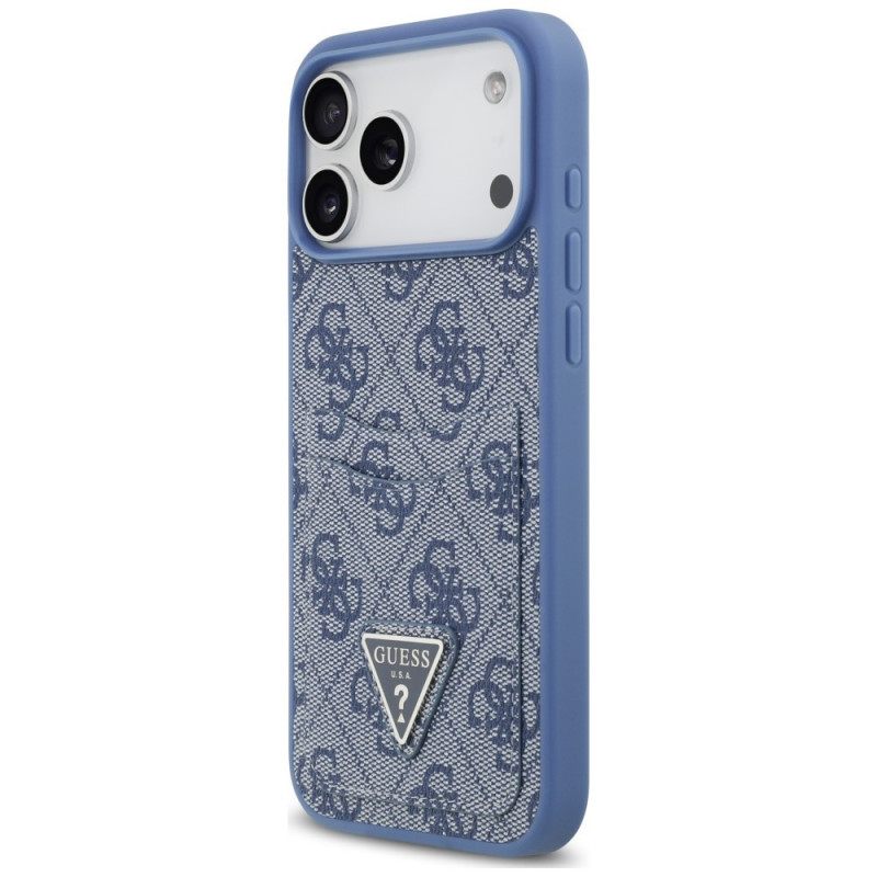 Guess 4G Double Card Triangle etui ochronne do Apple iPhone 18 Pro Max / 17 Pro Max, niebieskie
