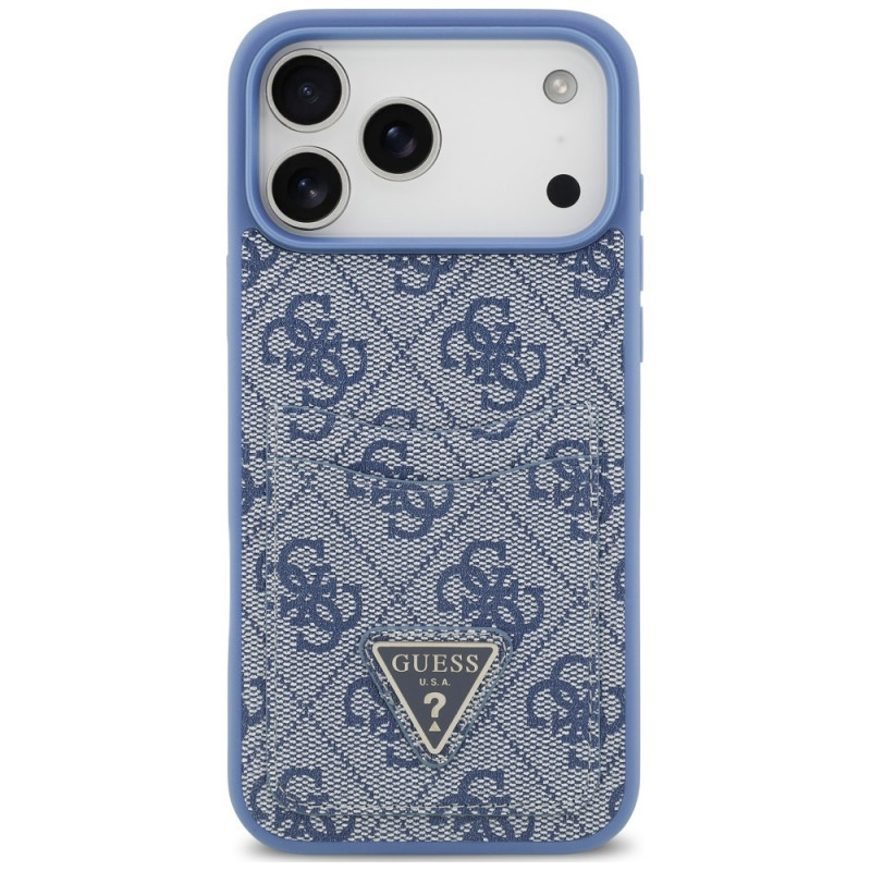Guess 4G Double Card Triangle etui ochronne do Apple iPhone 18 Pro Max / 17 Pro Max, niebieskie