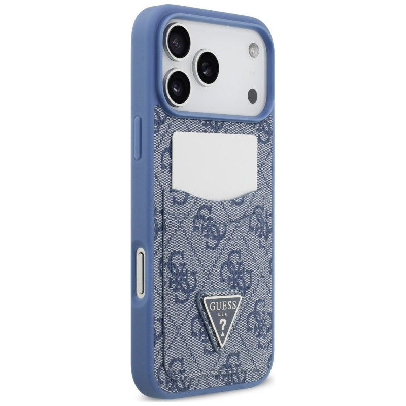 Guess 4G Double Card Triangle etui ochronne do Apple iPhone 18 Pro Max / 17 Pro Max, niebieskie