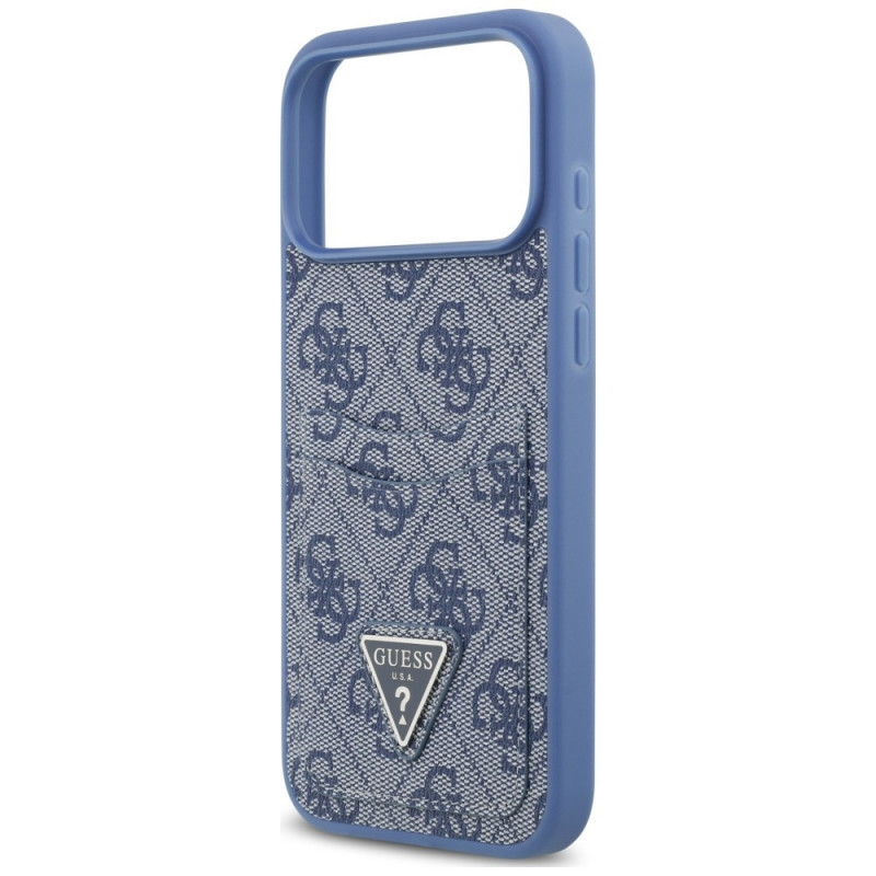 Guess 4G Double Card Triangle etui ochronne do Apple iPhone 18 Pro Max / 17 Pro Max, niebieskie