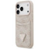 Guess 4G Double Card Triangle etui z podwójnym uchwytem na karty do Apple iPhone 18 Pro Max / 17 Pro Max, różowy
