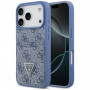 Guess 4G Double Card Triangle etui na kartę podwójną do Apple iPhone 18 Pro / 17 Pro, niebieskie