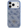 Guess 4G Double Card Triangle etui na kartę podwójną do Apple iPhone 18 Pro / 17 Pro, niebieskie