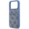Guess 4G Double Card Triangle etui na kartę podwójną do Apple iPhone 18 Pro / 17 Pro, niebieskie