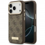 Guess 4G Logo Plate MagSafe etui dla Apple iPhone 18 Pro / 17 Pro, brązowe