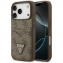 Guess 4G Double Card Triangle etui na kartę w kształcie trójkąta do Apple iPhone 18 Pro / 17 Pro, brązowe