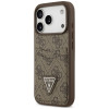 Guess 4G Double Card Triangle etui na kartę w kształcie trójkąta do Apple iPhone 18 Pro / 17 Pro, brązowe