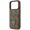 Guess 4G Double Card Triangle etui na kartę w kształcie trójkąta do Apple iPhone 18 Pro / 17 Pro, brązowe