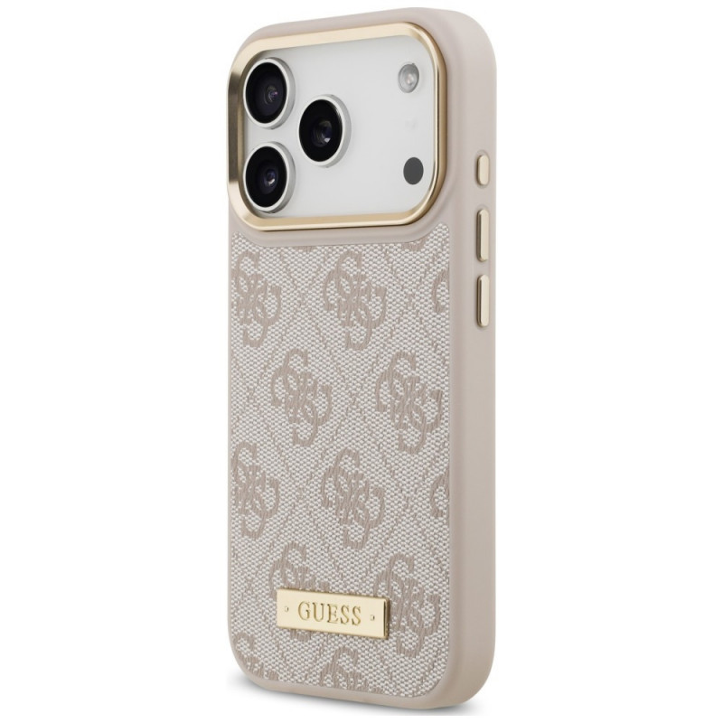 Etui MagSafe Guess 4G Logo Plate dla Apple iPhone 18 Pro / 17 Pro, różowe